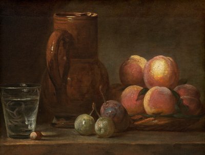 Fruta, jarro e um copo de Jean-Baptiste Simeon Chardin