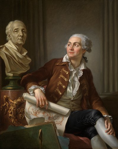 Retrato de um homem com um busto de Denis Diderot de Jean Simon Berthelemy