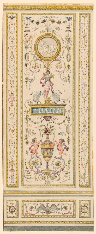 Desenho, Painel Ornamental, 1775-1800 de Jean Simeon Rousseau