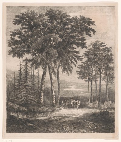 Paisagem com carroça de cavalos de Jean Théodore Joseph Linnig