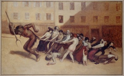 Parisienses puxando o diabo pela cauda, ca. 1920 (óleo) de Jean Veber