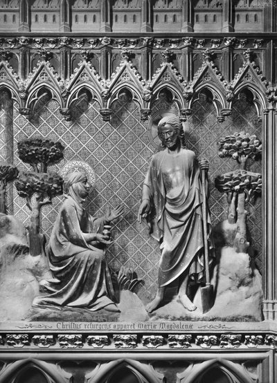 Catedral, interior, tela de coro, Jesus Cristo, aparecendo a Maria Madalena, c.1340-51 (pedra policromada) de Jean and Jean Le Boutellier Ravy