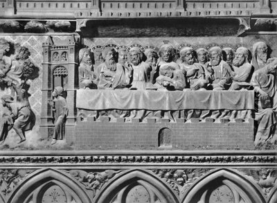 Catedral, interior, tela de coro, a Última Ceia, c.1340-51 (pedra policromada) de Jean and Jean Le Boutellier Ravy