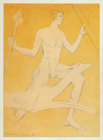 Os livros de amor de Ovídio: acompanhado por um cão de caça de faro apurado (litografia a cores) de Jean de Bosschere