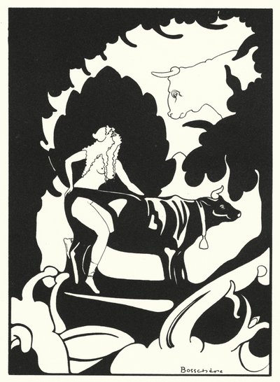 Os livros de amor de Ovídio: Enganado pela imagem de uma vaca (litografia a cores) de Jean de Bosschere