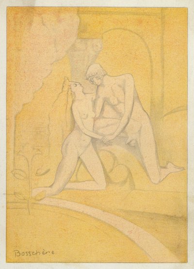 Os Livros de Amor de Ovídio: Recorrer ao lúdico e a tudo o que possa excitar o amor (litografia a cores) de Jean de Bosschere
