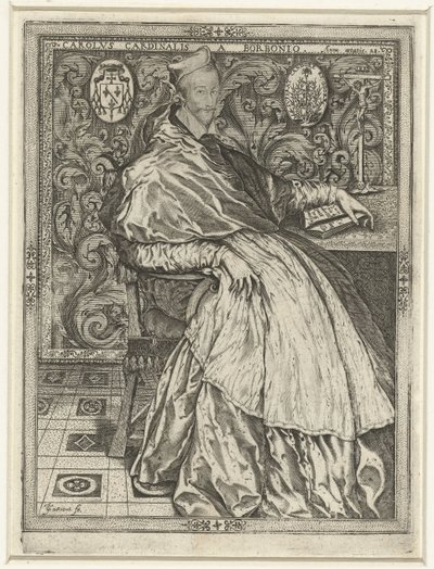 Retrato do Cardeal Karel van Bourbon
Carolus Cardinalis a Borbonio anno aetatis 28 de Jean de Gourmont (I)
