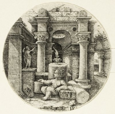 Criança nua sentada de Jean de Gourmont