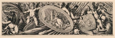Frieze: Troféus de Armas e Putti de Jean le Pautre