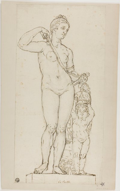 Escultura de Vénus e Cupido, com a armadura de Marte de Jean le Pautre