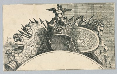 Troféu de Armas (Um troféu de armas acima de um cabide) de Jean le Pautre