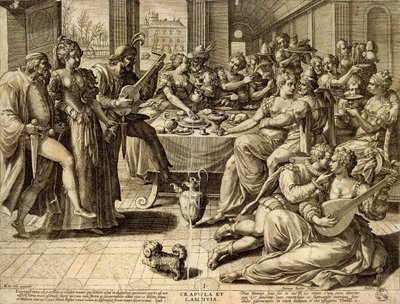 Jantar de Jan Sadeler I (1550-1600), gravura de Jean or Johann Sadeler
