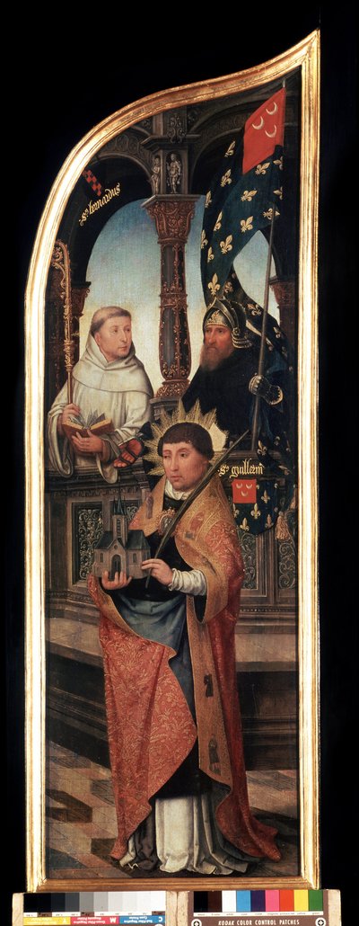 ""Representação de São Guilherme de Bruxelas, São Bernardo de Clairvaux (San Bernardo di Chiaravalle)"" Painel direito do tríptico da anunciação (A anunciação). Pintura sobre madeira de Jean Bellegambe, o Velho (1470-1534) São Petersburgo, m de Jean the Elder Bellegambe