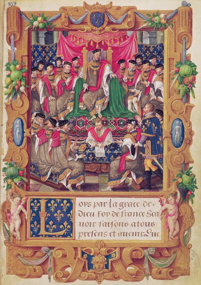 Henri II preside uma reunião capitular da cavalaria francesa de Saint-Michel de Jean the Elder Cousin