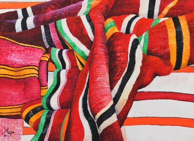 Tecidos marroquinos 5, 2013 (guache sobre papel) de Jeanne Maze