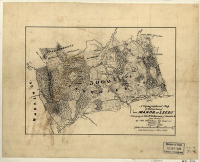 Mapa topográfico da parte de "The Manor of Leeds" pertencente ao Coronel M.G. Harman de Staunton, Va. LOC 2005625200 de Jedediah Hotchkiss