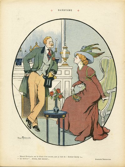 Ilustração de Jehan Testevuide (1873-1924) em Le Rire, 09/05/08 - Dandysme - Moda, Arquitetura de Interiores - Dandy de Jehan Testevuide