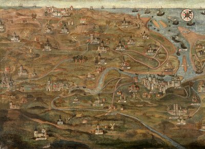 Mapa da Área Zwin (óleo sobre tela) de Jehan de Hervy