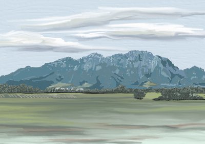 Paisagem de montanhas distantes de Jenna Alheit