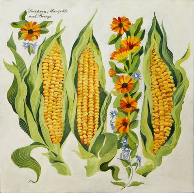 Flores de milho e medula, 2014 (acrílico sobre tela) de Jennifer Abbott
