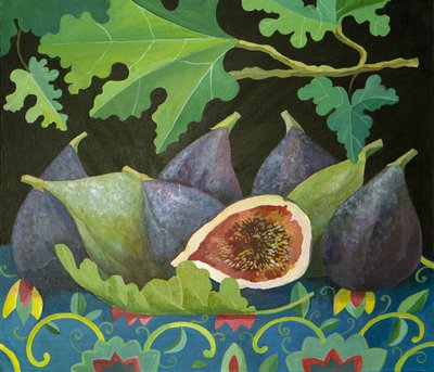 Figos no preto, 2014 (acrílico sobre tela) de Jennifer Abbott