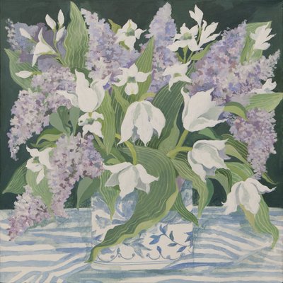 Lilás e tulipas (acrílico) de Jennifer Abbott
