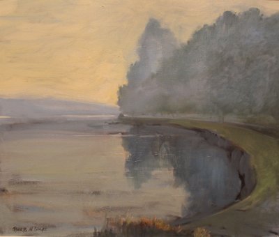 Batson Creek Salcombe, de manhã cedo, óleo sobre tela, 2016 de Jennifer Wright