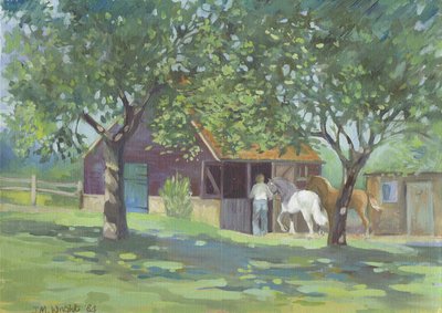 Cavalos longe das moscas (óleo sobre tela) de Jennifer Wright