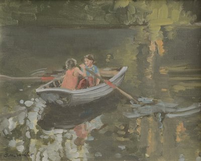 Salcombe Children Rowing (óleo sobre tela) de Jennifer Wright
