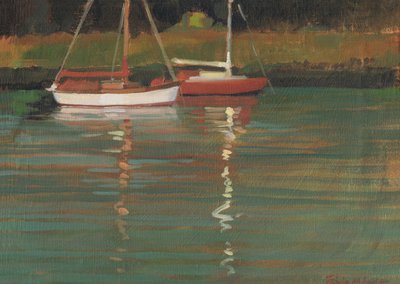 Reflexos do iate (óleo sobre tela) de Jennifer Wright