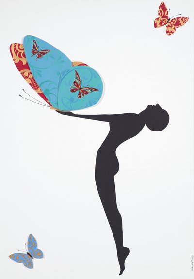 As borboletas, 2008 (acrílico sobre tela) de Jenny Barnard