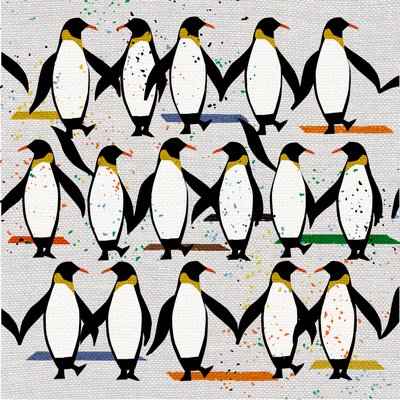 Pinguins dançarinos, 2022 (meios mistos) de Jenny Frean