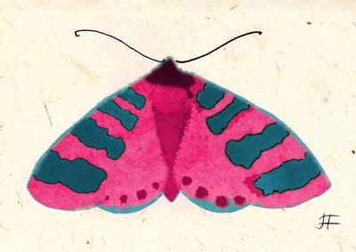 Traça cor-de-rosa, 2024 (aguarela sobre papel) de Jenny Frean