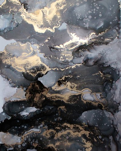 Fluxo de tinta abstrato dourado de Jenny Nielsen