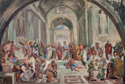Cópia depois de Rafael: A escola de Atenas de Jens Adolf Jerichau