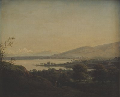 Uma vista do Lago Leman em direção ao Mont Blanc e Genebra de Jens Juel