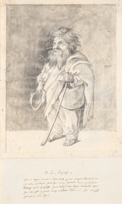 O anão romano Francesco Ravai, chamado Bajocco. Figura completa, perfil de três quartos à esquerda de Jens Juel