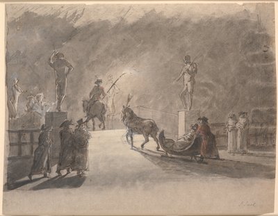 Um passeio de trenó em Fakkelskin sobre a ponte de Holmen de Jens Juel