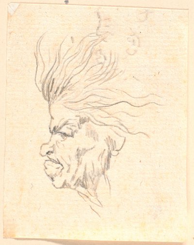 Uma cabeça feminina parecida com a Medusa de perfil à esquerda de Jens Juel