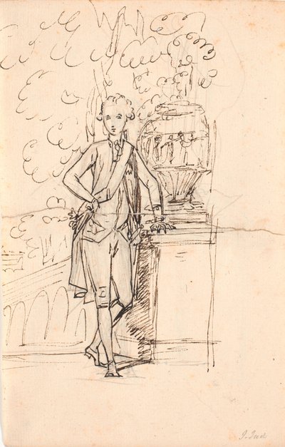 Estudo de composição para um retrato de corpo inteiro de Frederik VI como jovem príncipe herdeiro de Jens Juel