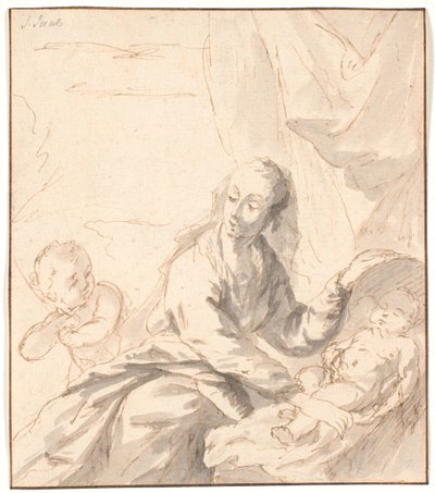 Maria com o menino Jesus no berço e João de Jens Juel