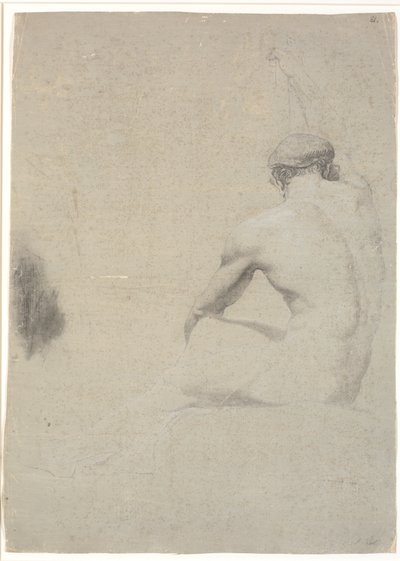 Modelo sentado, visto de costas, desenho não finalizado de Jens Juel