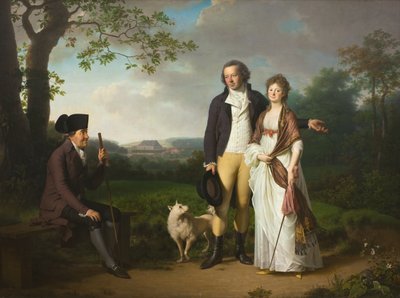 Niels Ryberg com seu filho Johan Christian e sua nora Engelke, née Falbe de Jens Juel