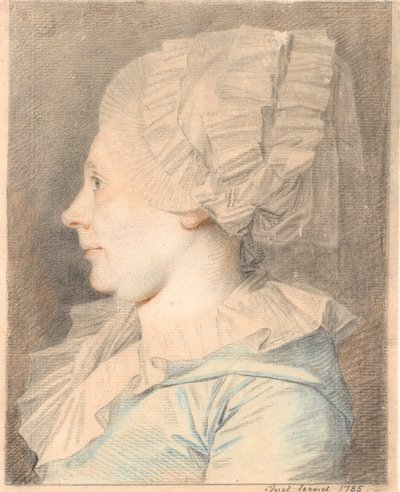 Retrato de Anne Cathrine Maaløe, nascida Basse. Perfil à esquerda de Jens Juel