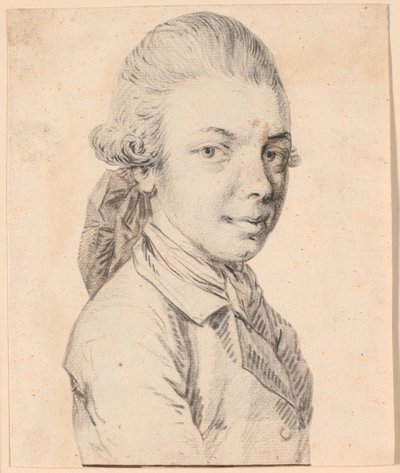 Autorretrato na juventude. Busto em perfil de três quartos à direita de Jens Juel