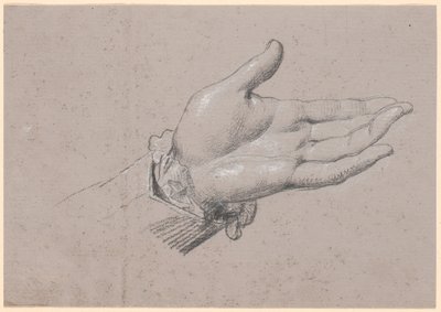 Estudo de uma mão esquerda, usado no retrato de corpo inteiro de Frederik VI como príncipe herdeiro de 1786 em Amalienborg de Jens Juel
