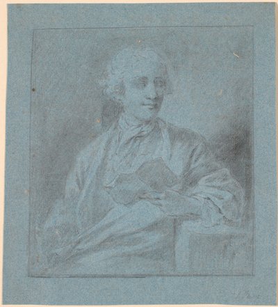 Estude para um retrato de um jovem sentado com um pedaço de papel na mão. Metade do rosto de Jens Juel