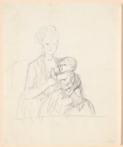 Rascunho para o retrato da Condessa Sophie Magdalene Raben, née von Qualen com seu filho mais velho, nascido em 1784 de Jens Juel