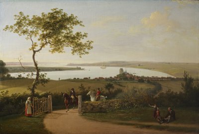 Vista sobre o pequeno cinturão (Lillebælt) de uma colina perto de Middelfart de Jens Juel