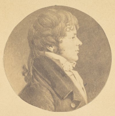 Retrato mezzotinto de um jovem de perfil, da coleção de retratos de St. Memin, 1862. de Jeremiah Gurney